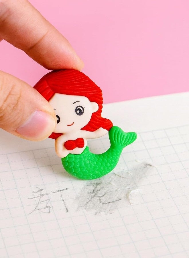Crafty Cuddle Mermaid Ocean Eraser | Cute Cartoon Mermaid Shape Eraser for Kids | Fun, Soft, Non-Toxic School Stationery | Drawing, Study, Art & Return Gift for Children (Pack of 12) - Image 5